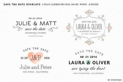 花卉格言插画 Save the Date Overlays - Set 1