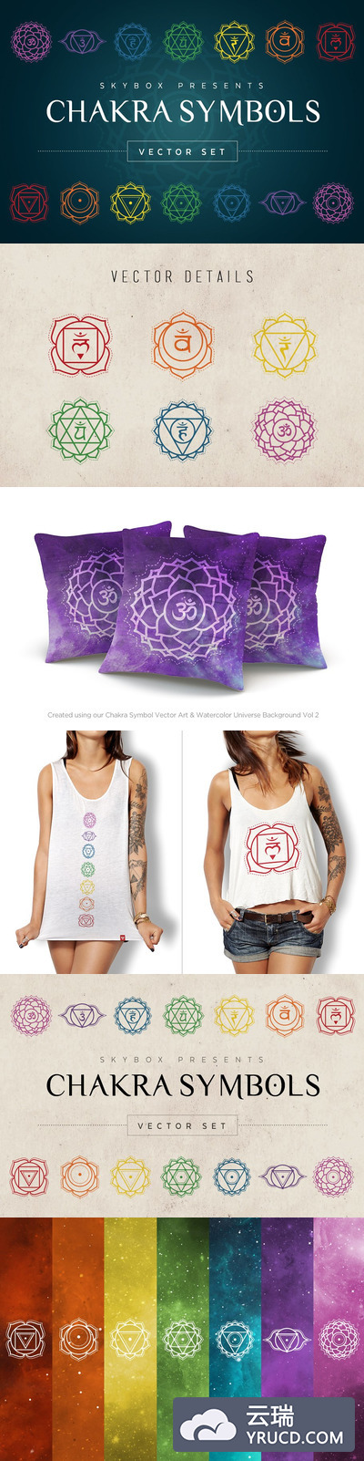 脉轮符号矢量图形 Chakra Symbols Vector Illustrations