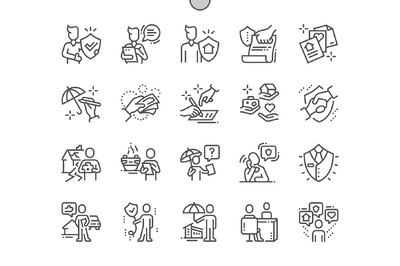 保险代理图标素材 Insurance agent Line Icons