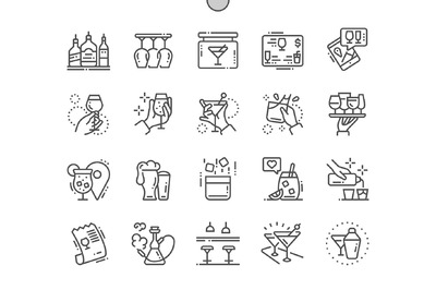 酒吧元素图标 Bar Line Icons