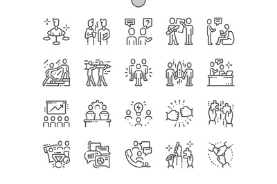 团队图标素材 Teamwork Line Icons