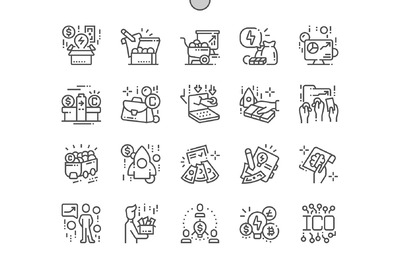 区块链图标素材 ICO token Line Icons