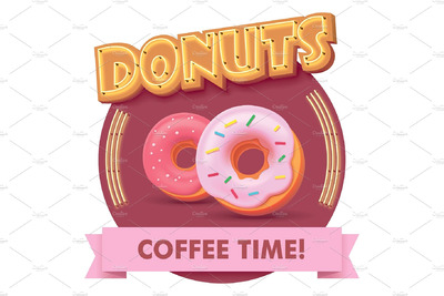 甜甜圈插画 Vector donuts illustration or label