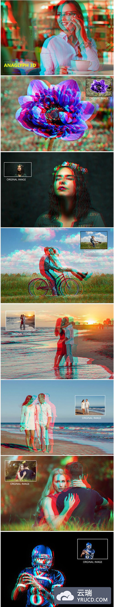 红蓝3D效果照片后期处理ps动作下载