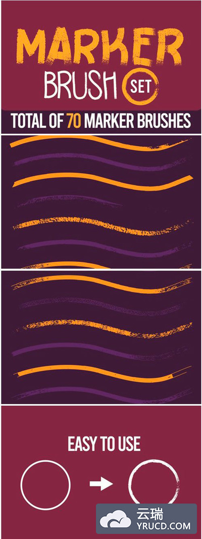 70个马克标记笔AI笔刷下载