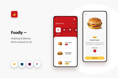 美食预订外面相关的 iOS & Android UI Kit 11[XD,PSD,Fig]