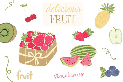 美味的手绘水果图标 Delicious Fruit Clip Art