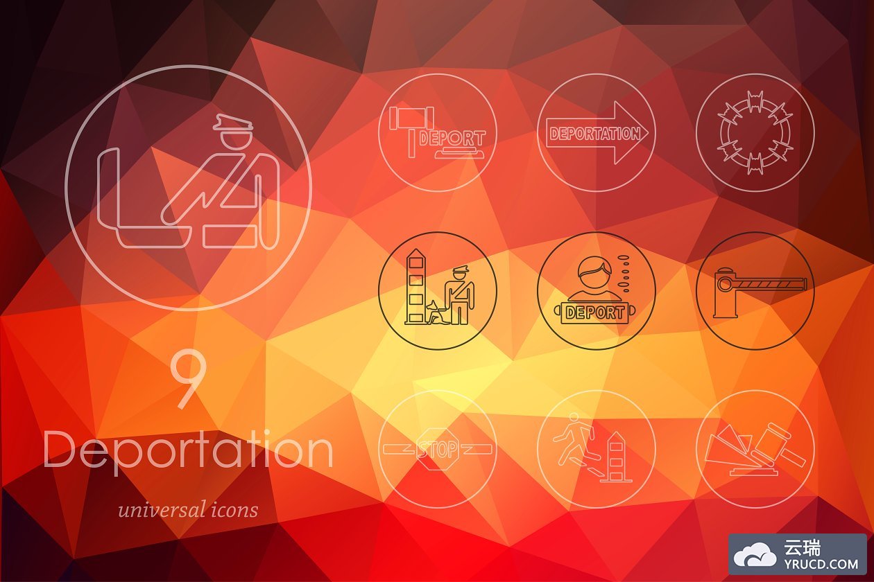海关图标素材 9 deportation line icons