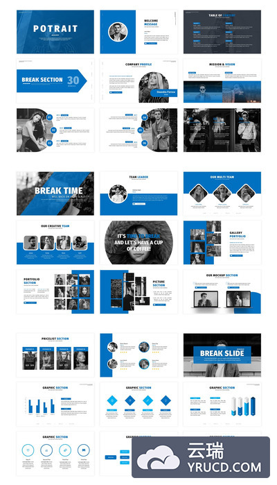 蓝色专业的商业计划书PPT模板下载[PPTX]