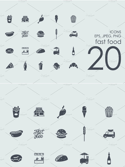 快餐矢量图标素材 20 fast food icons