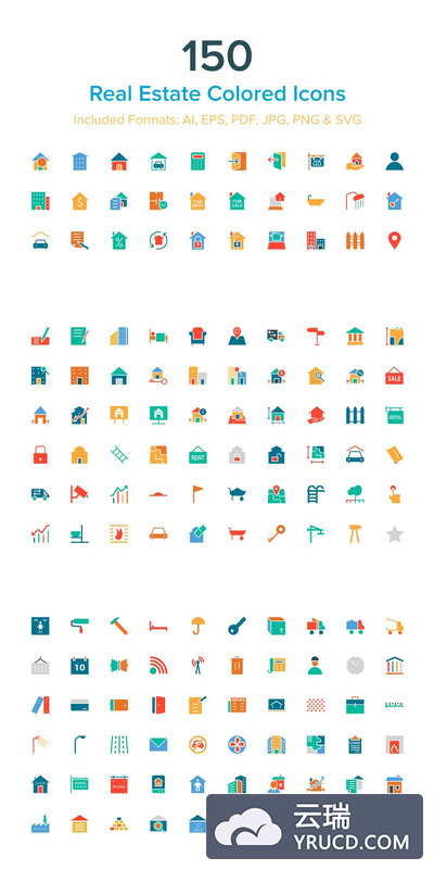 财产图标素材 150 Real Estate Colored Icons