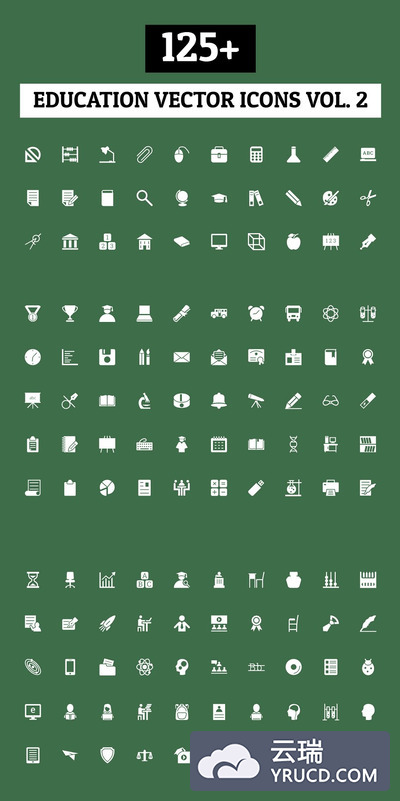 教育矢量图标素材 125+ Education Vector Icons - Vol 2