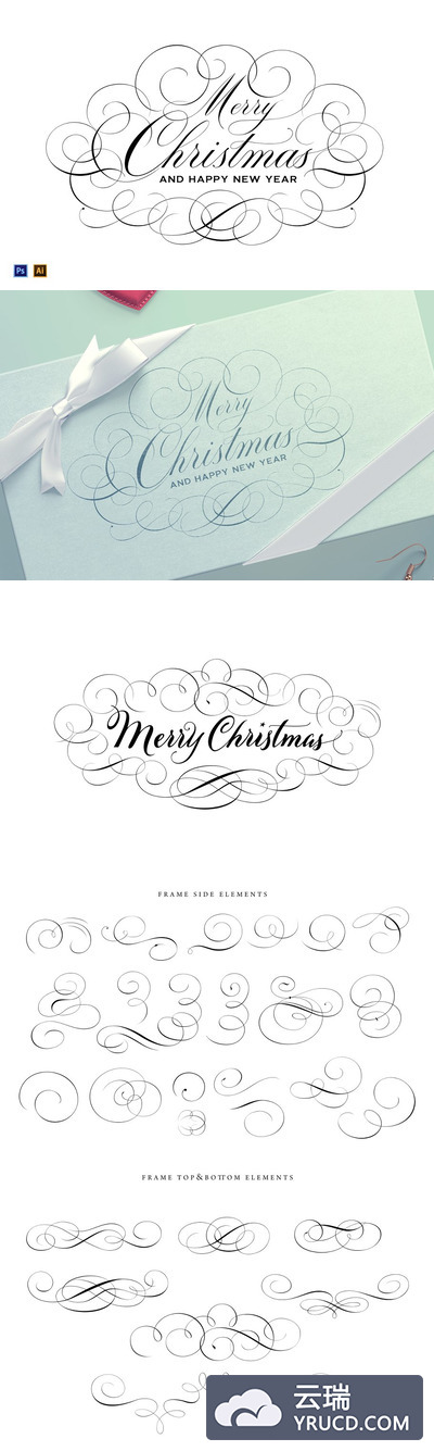 圣诞节元素字体 Flourishes for Christmas