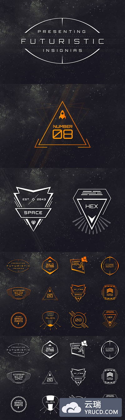 复古标签图形 12 Sci-Fi Badges