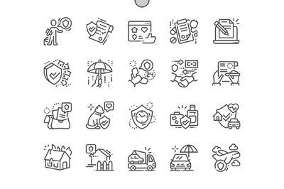 手机保险图标素材 Insurance Line Icons