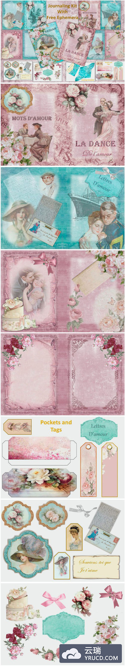 复古维多利亚时代日记剪贴画套装