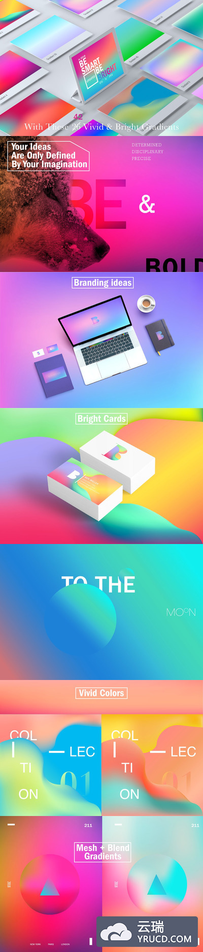 鲜艳明亮的混合彩色渐变背景素材