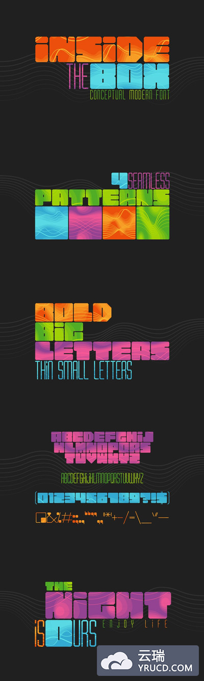 现代方块设计字体 Modern type "Inside the BOX" + Bonus