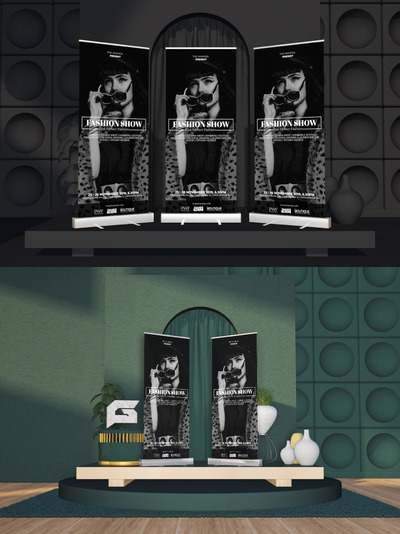 时尚复古的易拉宝模板下载[Ai]