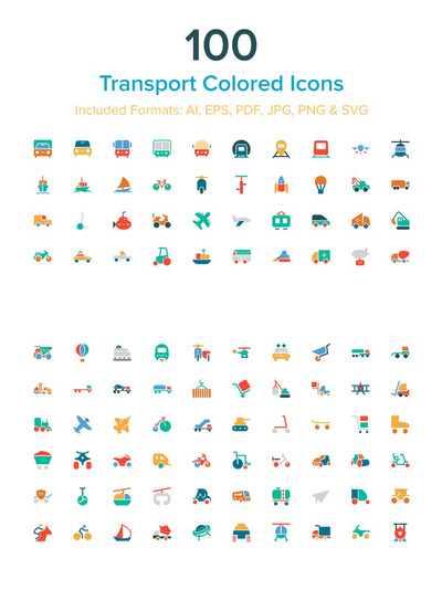 交通工具图标素材 100 Transport Colored Icons