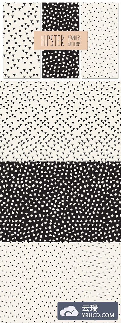 几何碎片背景图案 Hipster Seamless Patterns Set 3