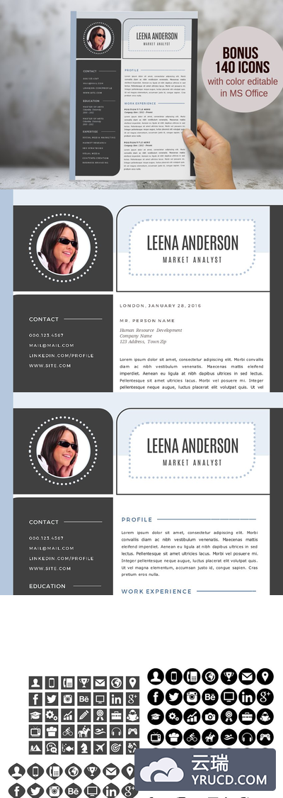 简单的word简历模板 Modern Word resume pack