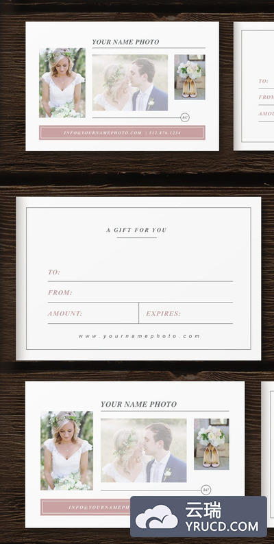 婚礼卡片设计模板 Photography Gift Card Template