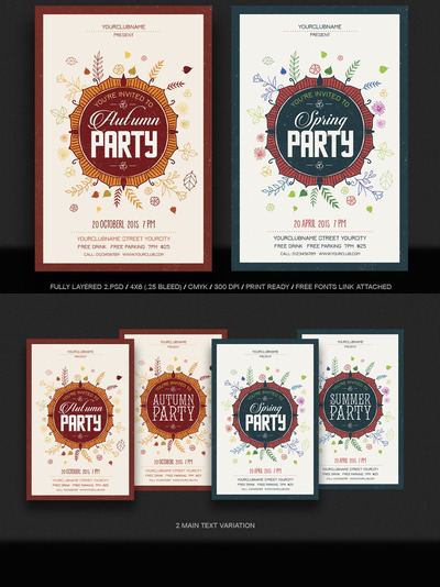 春秋季海报模板 Autumn/Spring Flyer templates