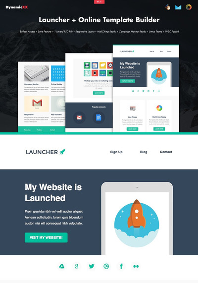 启动页邮件模板 Launcher + Online Template Builder