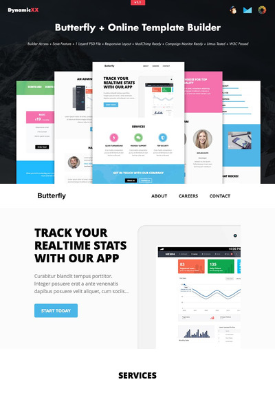 EDM网页模板 Butterfly + Online Template Builder