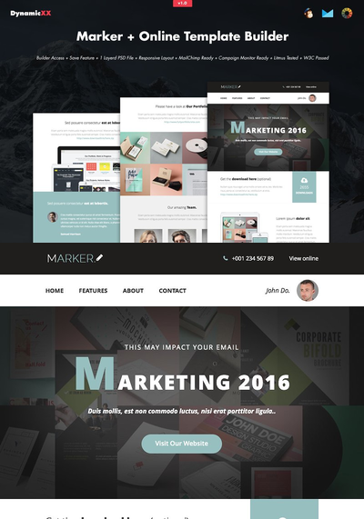 EDM在线网页模板 Marker + Online Template Builder