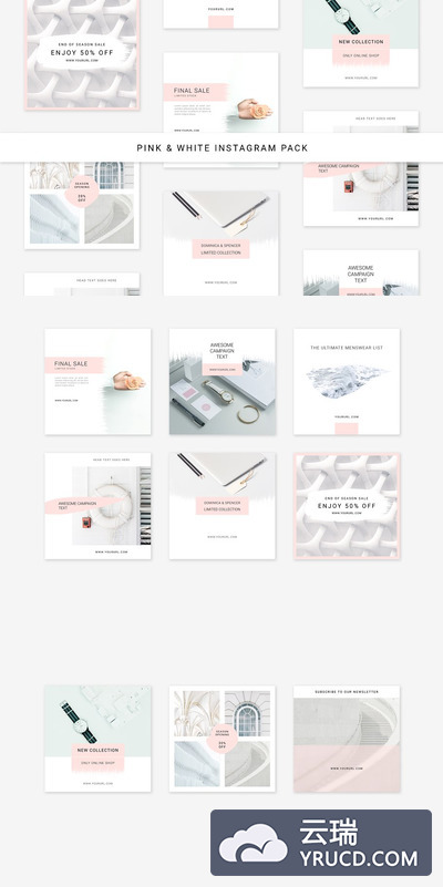 社交图片设计模板 Pink & White Instagram Pack