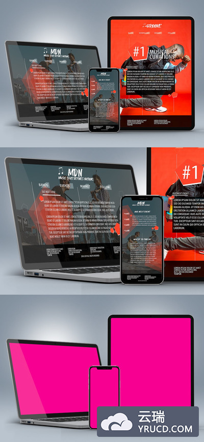 完美的iPad，iPhone，MacBook 响应式网站 PSD 样机 2019 [PSD]