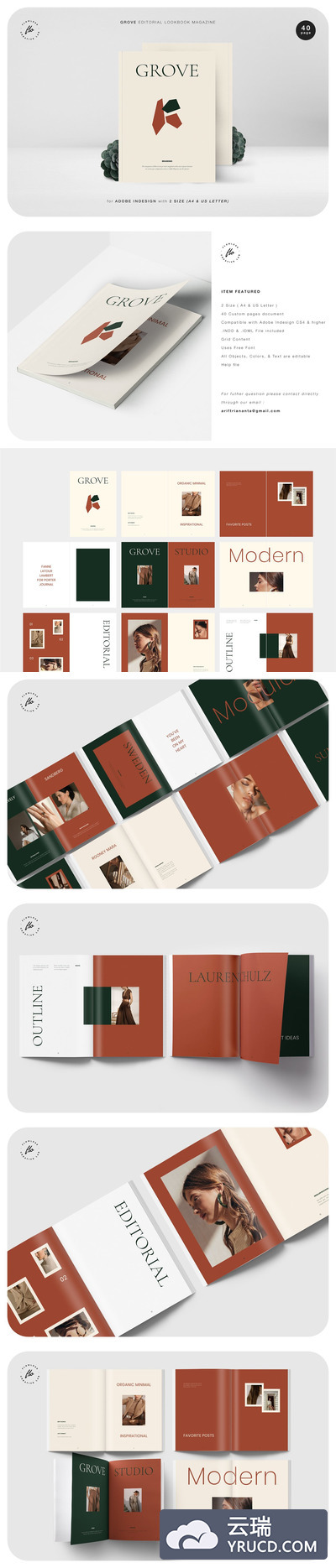 时尚现代的模特杂志摄影画册模板