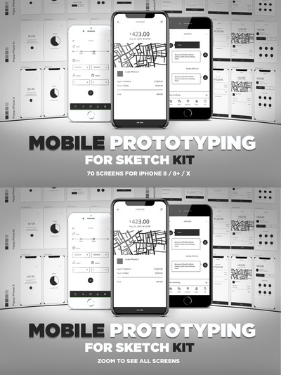 适用于Sketch的移动线框原型图套件