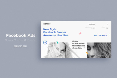 时尚高端简约优雅高品质的facebook海报banner着陆页设计模板vol.27