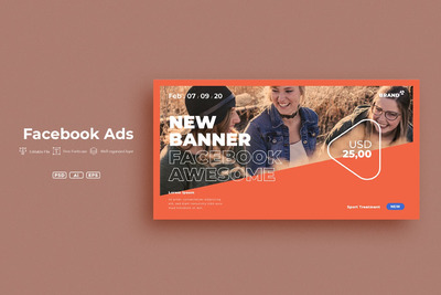 时尚高端简约优雅高品质的facebook海报banner着陆页设计模板vol.25