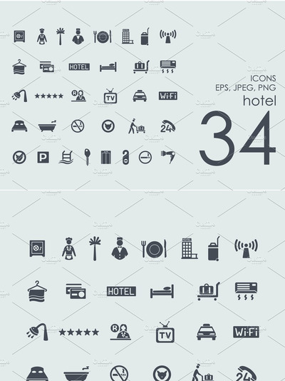 酒店图标素材 34 hotel icons
