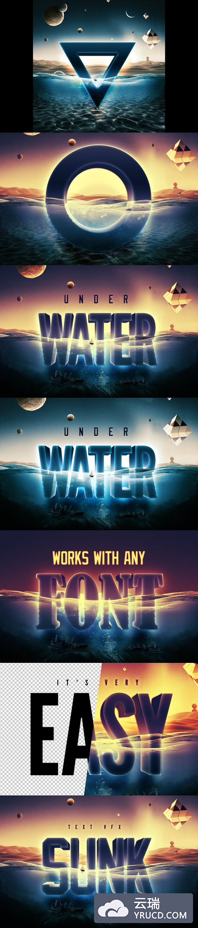 在水上的特效梦幻酷炫海报字体设计图层样式PSD下载[PSD]