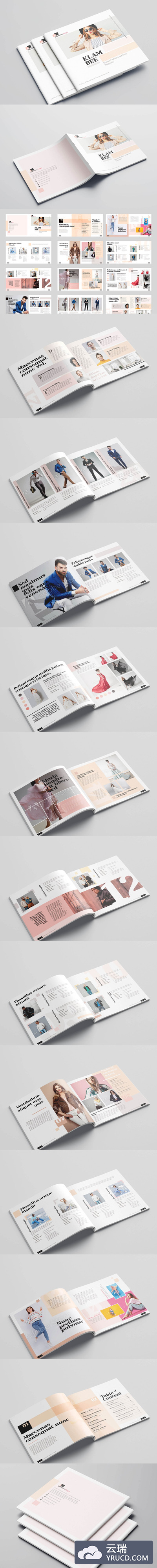 方形时尚模特服装杂志图册模板