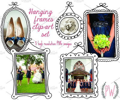 手绘涂鸦照片画框元素 Hanging Doodle Frames Hand Drawn