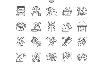 野餐图标素材 Picnic Line Icons