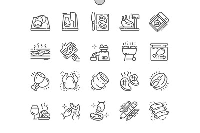 肉的矢量图标素材 Meat Line Icons