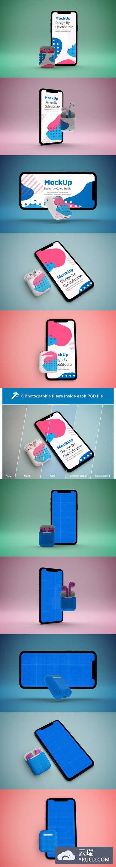 iPhone 11 & AirPods 展示样机素材下载[PSD]