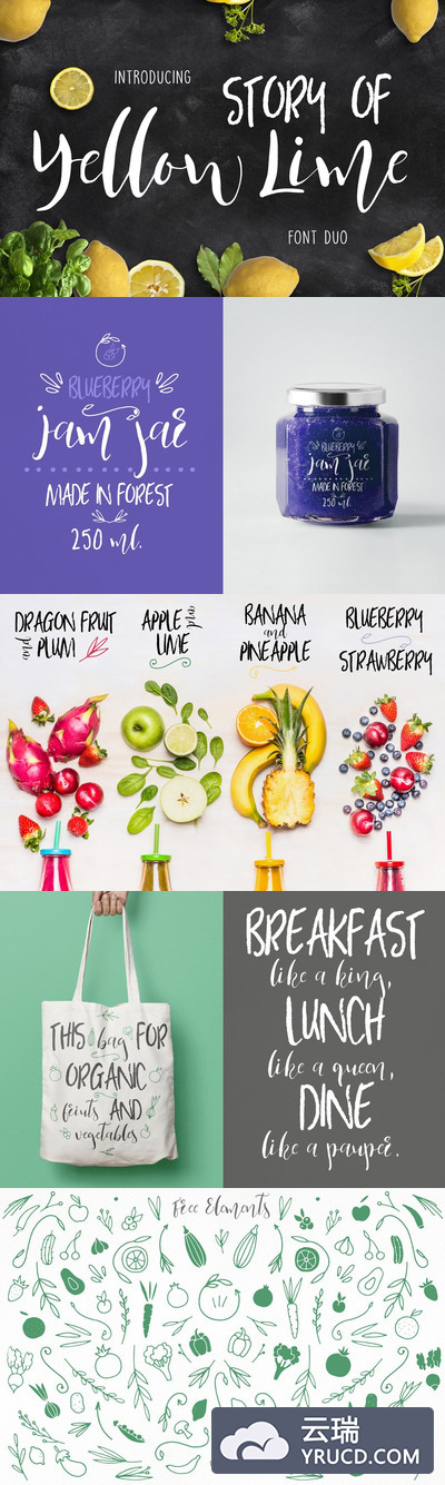 手写设计字体 Yellow Lime Font Collection