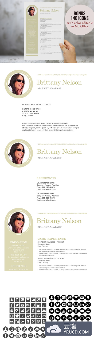 个性简历模板下载 Unique bar 3 in 1 Word resume