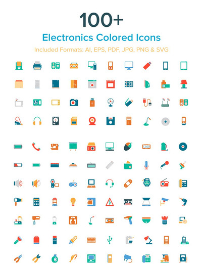 电子设备图标素材 100+ Electronics Colored Icons