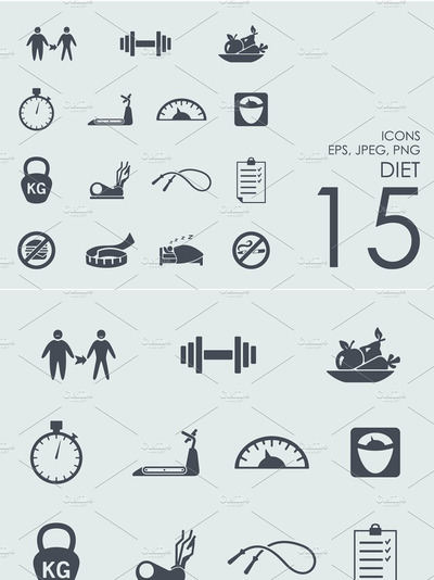 日常饮食图标素材 15 diet icons