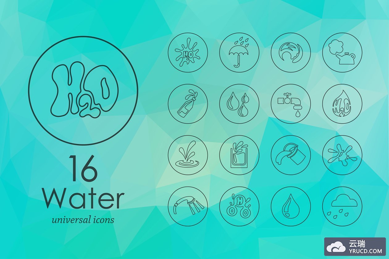 水资源图标素材 16 Water line icons