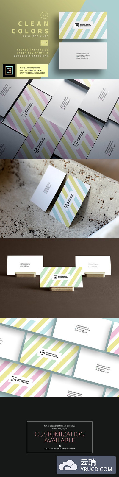 商业名片设计模板 Clean Colors - Business Card 83